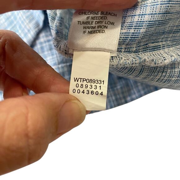 J.Jill ~Pure Jill Linen Wrap Tunic Blue ~Agate/White ~ size LARGE - Picture 10 of 13